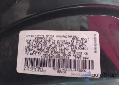 1999 Toyota Sienna Xle z USA, uszkodzony, nr VIN 4T3ZF13CXXU122324